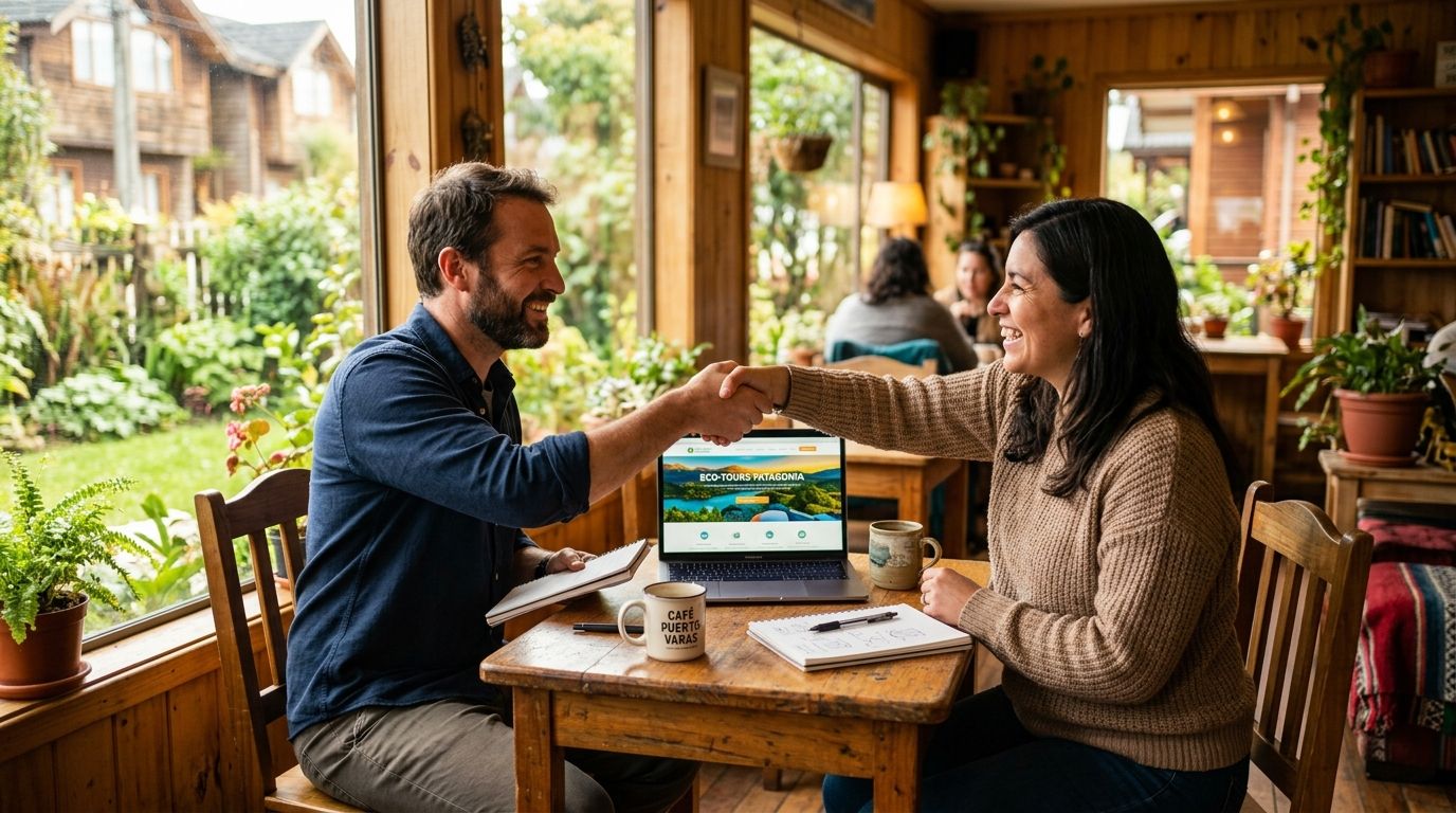 Reunión con cliente en una cafetería